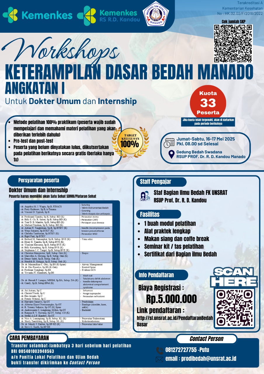 Workshop Keterampilan Dasar Bedah Manado Angkatan 1